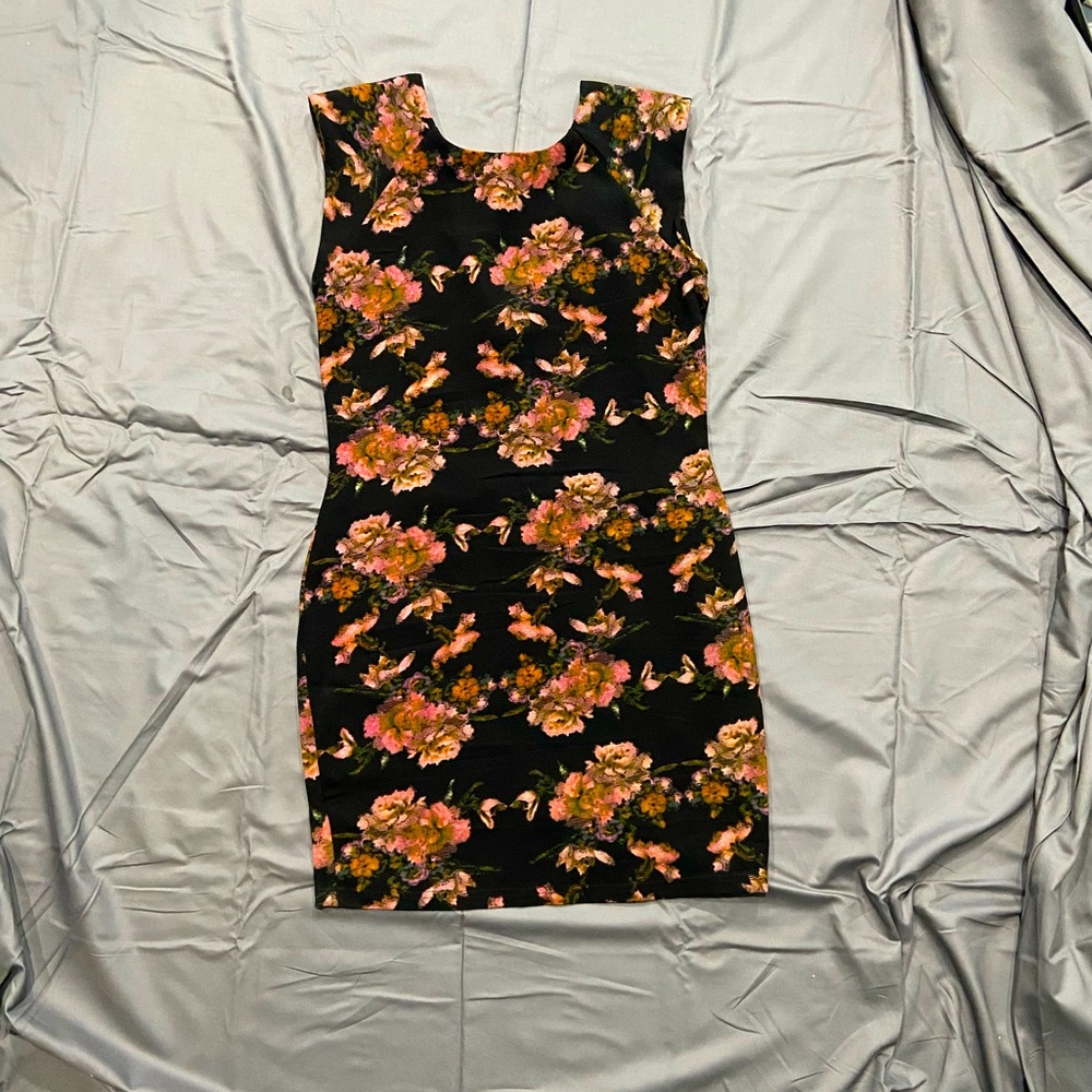 Black Flower Dress Size 14